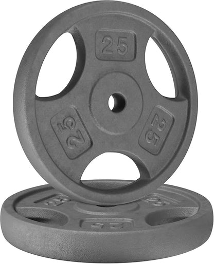 Yes4All Standard 1-Inch Grip Weight Plates, Cast Iron with Multiple Sizes from 2.5 lb to 35 lb for Strength Training, Weightlifting & Muscle Toning