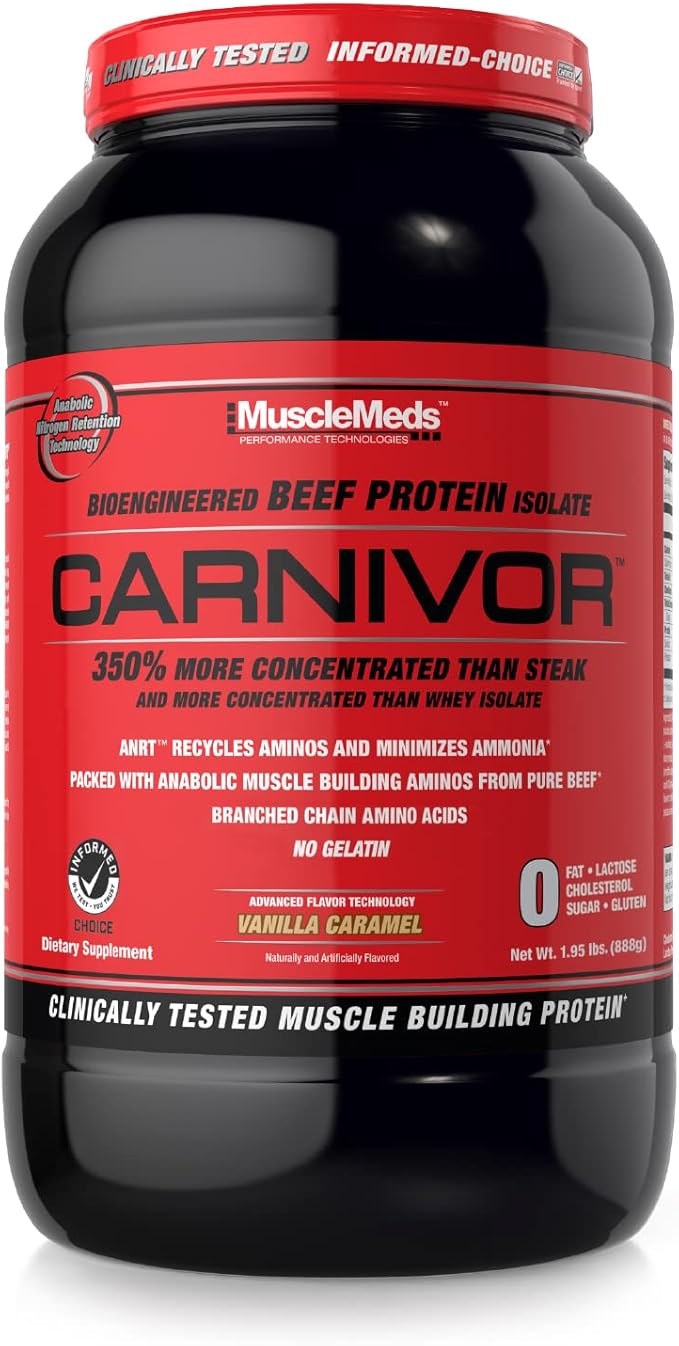 MuscleMeds Carnivor, Light Brown, Vanilla Caramel, 1.95 Pound (Pack of 1)