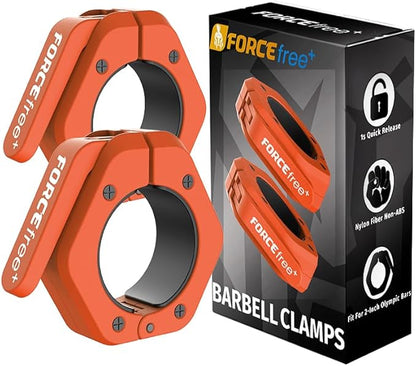 Barbell Clips (Pair), Barbell Clamps, Quick Release Olympic Barbell Clamps with Anti Slip TPR Grip, Barbell Collars for Secure Weightlifting & Powerlifting (Black) (NO MAG, Black)