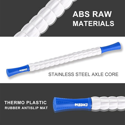 Muscle Roller, Massage Roller Stick for Athletes, Ideal for Relieving Muscle Soreness, Cramping and Tightness in Legs, Arms, Back and Calves (Blue White-24 inch)