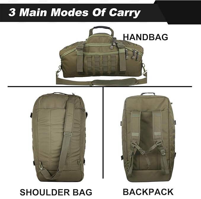 3 In 1 Tactical 45L Military Backpack Travel Duffle Bag for Weekender Gym Workout Deployment