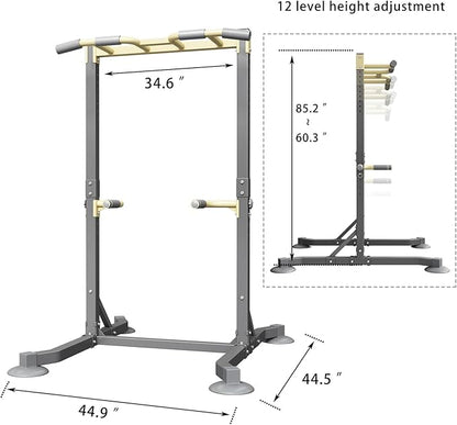 Multi-function Pull Up Station, Portable Workout Equipment with Pull Up Bar and Dip Station for Home Gym, Support 600lbs