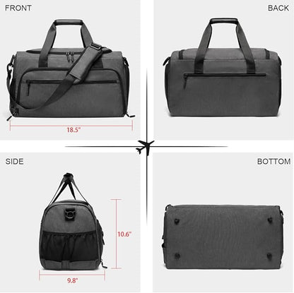 Gym Bag for Men Women, Small Fitness Workout Sports Bag with Wet Pocket & Shoes Compartment, Water Resistant Overnight Weekender Duffel Bag