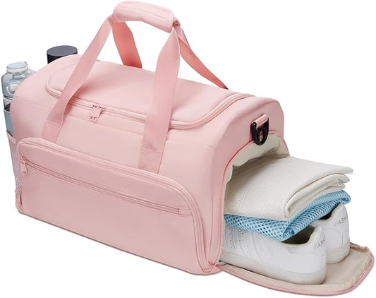 Gym Bag for Men Women, Small Fitness Workout Sports Bag with Wet Pocket & Shoes Compartment, Water