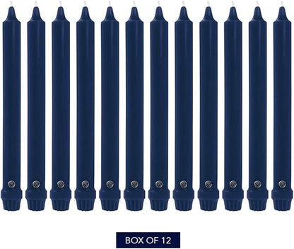 Colonial Candle Unscented Taper Candle, Classic Collection, Indigo, 10 In, Pack of 12 - Up to 8 Hours Burn