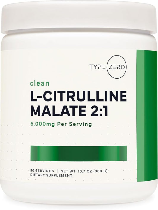 Type Zero L-Citrulline Malate Powder 2:1 6X (300g | 6000mg Per Serving | Unflavored) Ultra Clean L