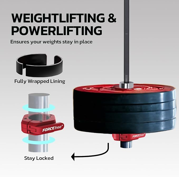 Barbell Clips (Pair), Barbell Clamps, Quick Release Olympic Barbell Clamps with Anti Slip TPR Grip, Barbell Collars for Secure Weightlifting & Powerlifting (Black) (NO MAG, Black)