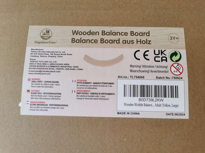 Wooden Wobble Balance Board, 33 Inch Rocker Board Natural Wood, Kids Toddler Open Ended Learning Toy, Yoga Curvy Board for Office & Classroom Adult