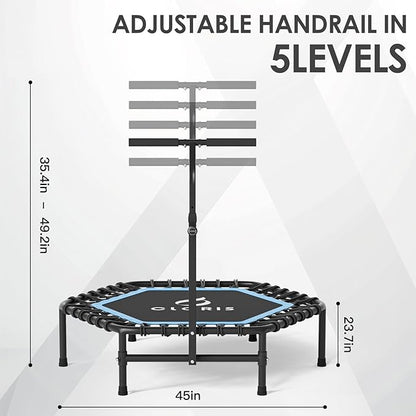 CLORIS 45'' Rebounder Trampoline for Adults - Max Load 450lbs, Mini Trampoline with Adjustable Foam Handle Indoor/Outdoor Fitness Body Exercise