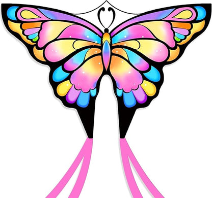 Simxkai Butterfly Kite for Kids & Adults, Easy to Fly Blue Big Kite for Beginners, Line Handle Included (1Pack 2Pack)