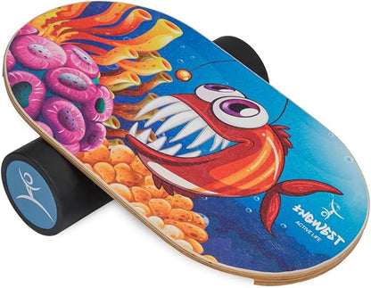 Kids Balance Board with Roller ??Wooden Trainer for Children ??Fun Indoor Core Strength Game ??Improves Balance & Coordination ??Multiple Designs