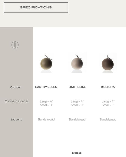 LAWA Imperfect Sphere Candle - Beautiful Handmade Pillar Scented Soy Wax Elegant Aesthetic Candle Housewarming Gift Home Room Shelf Decor Idea (Earthy Green, Large)
