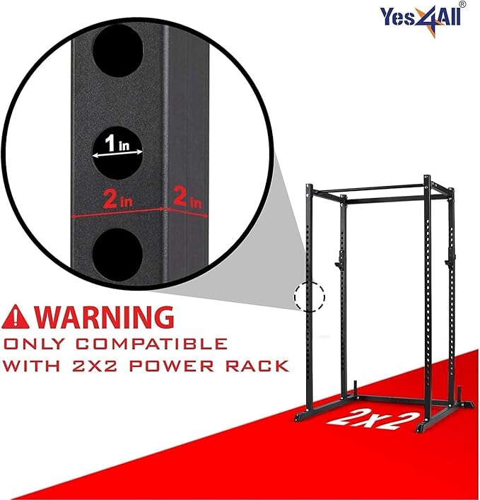 Yes4All Power Rack J-Hooks & Attachments ??Heavy Duty Barbell Holders Compatible with 2x2 & 3x3 Power Racks for Home Gym