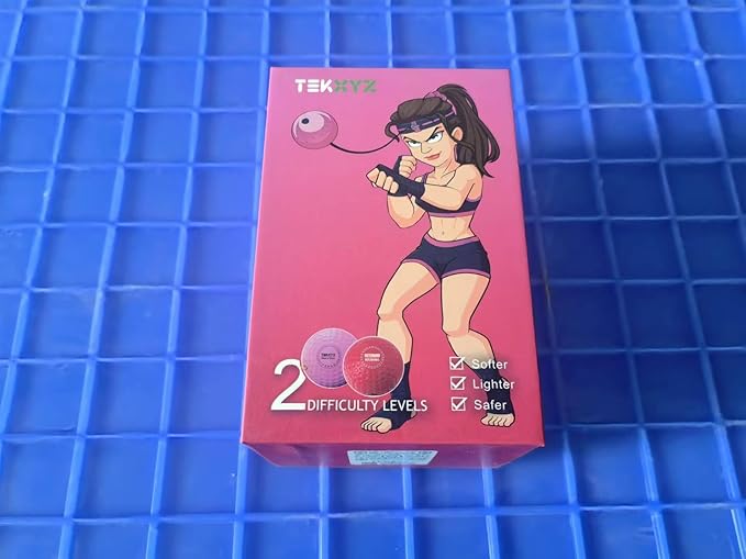TEKXYZ Boxing Reflex Ball, 2 Difficulty Levels Boxing Ball with Headband, Perfect for Reaction, Agility, Punching Speed, Fight Skill and Hand Eye Coordination Training