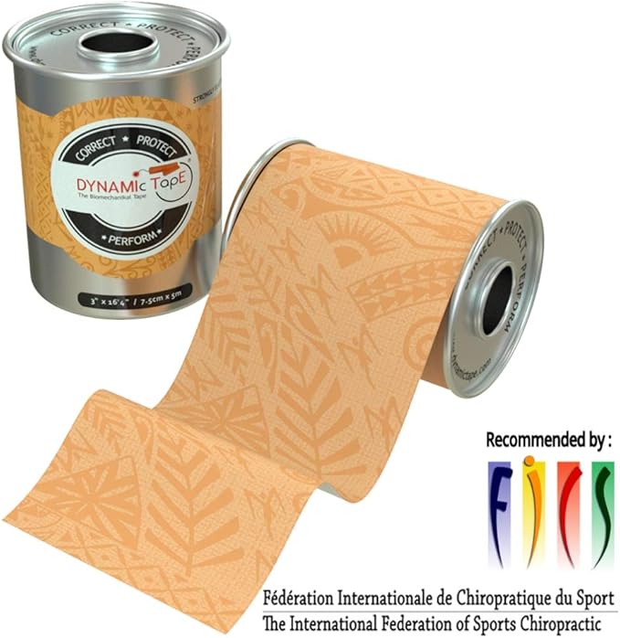Dynamic Tape Original | Biomechanical Adhesive Tape | Physio Tape for Knee, Ankle, Shoulder, Leg, Muscle Support | Sports Tape for Football, Rugby, Ideal for Athletes | Beige & Beige - 3" (4)