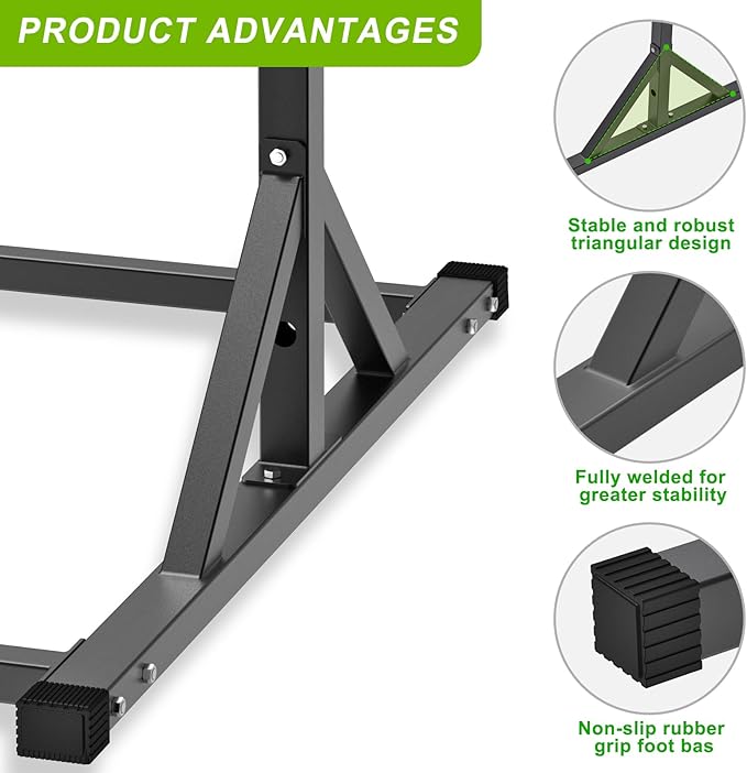 SELEWARE Adjustable Pull Up Station, Multifunction Pull Up Bar, Fully Welded, 500 lbs Capacity, Power Tower Dip Station for Home Gym