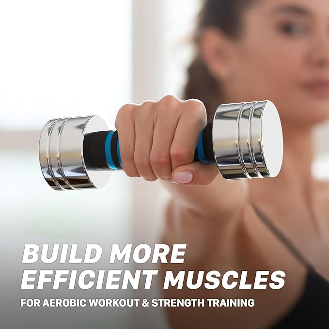 Northdeer Steel Dumbbells Ultracompact & Adjustable Chrome Dumbbell with Foam Handles 5lb 10lb 15lb 20lb 30lb 50lb Home Gym Workout (Choice of Size)