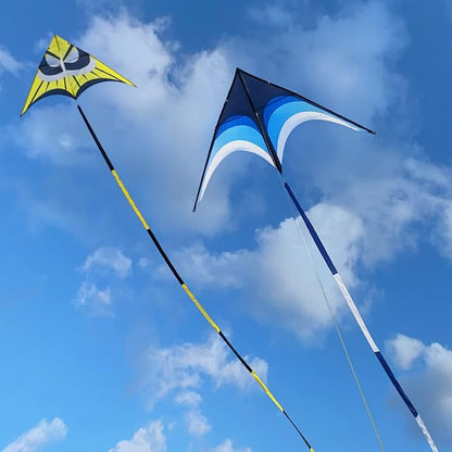 Delta Kite for Kids & Adults - Easy to Fly Large Single Line Beach Kite with 300ft String Handle Included, Perfect for Beginners, Teens