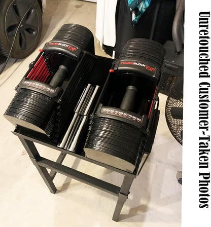 Black Heavy Duty Adjustable Dumbbell Stand - Home Gym Storage Rack with Non-Slip Base, Anti-Tip Safety & Space-Saving Design.