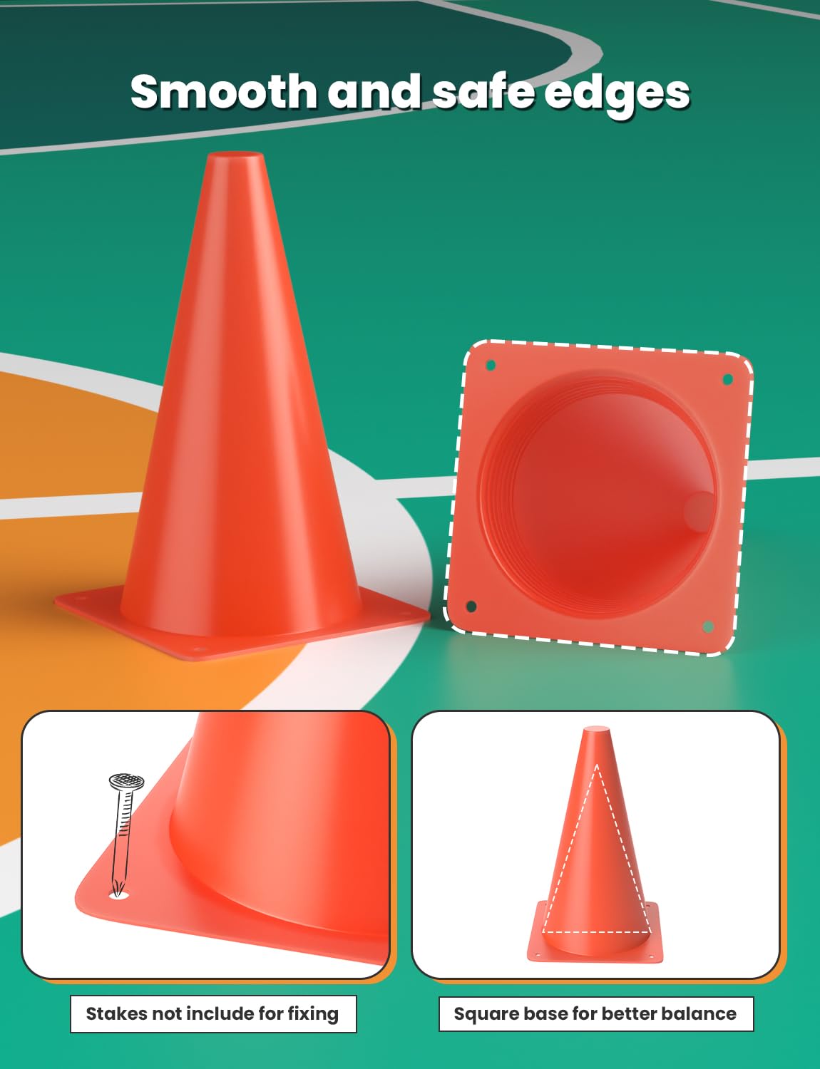 GHB Soccer Cones 7" 9" of 12 24 Pack Disc Soccer Sport Cones