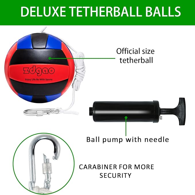 Soft Tether Ball- Replacement Tether Ball Come with Rope and Pump Set | Outdoors Game for Family Fun Play