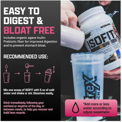 Nutrex Research IsoFit Whey Protein Powder Instantized 100% Whey Protein Isolate (70 Servings, Strawberries & Cream)