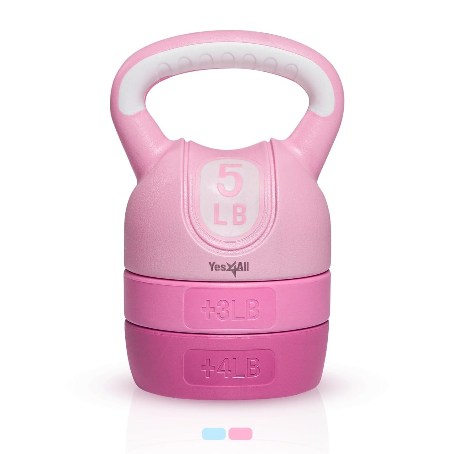 Yes4All Adjustable Kettlebell for Women – Pink Home Gym Set, 5lb–12lb Adjustable Weight, Compact