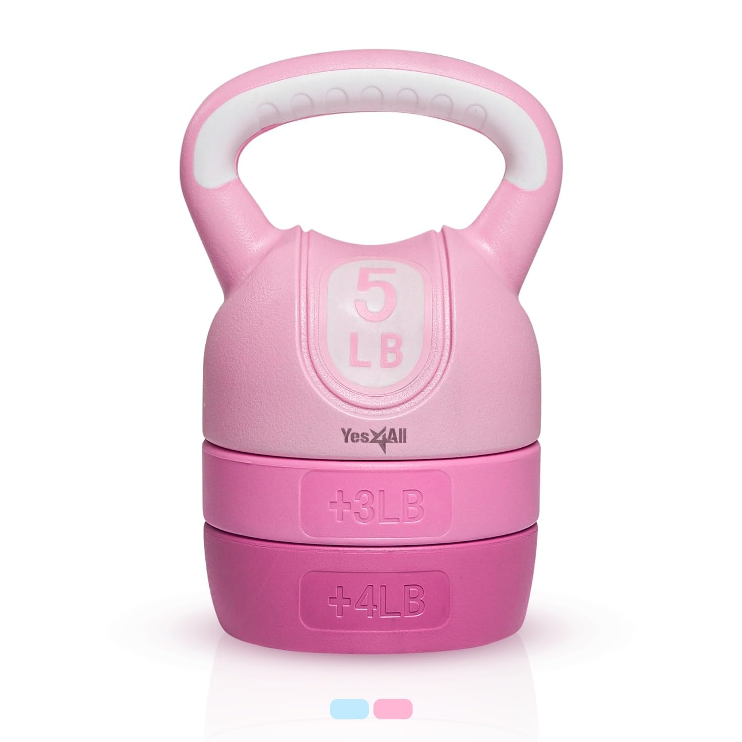 Yes4All Adjustable Kettlebell for Women – Pink Home Gym Set, 5lb–12lb Adjustable Weight, Compact