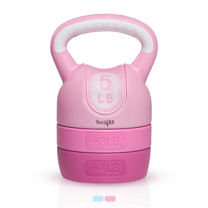 Yes4All Adjustable Kettlebell for Women – Pink Home Gym Set, 5lb–12lb Adjustable Weight, Compact