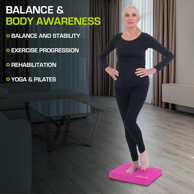 ProsourceFit Exercise Balance Pad – Non-Slip Cushioned Foam Mat & Knee Pad for Fitness and Stability Training, Yoga, Physical Therapy