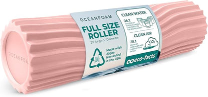 Oceanfoam Tidal Roller - Blush - Muscle Massage Foam Roller for Back Pain & Stretching - Firm and Ergonomic Wide Wave Textured - Yoga, Athletics, & Wellness - Full Size, 20" x 5"