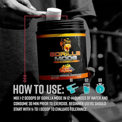 Gorilla Mind Pre Workout - Massive Pumps Laser Focus Energy Power - L-Citrulline, Creatine, L-Tyrosine, Betaine, Hydroprime, Alpha-GPC, 400mg Caffeine, Huperzine A 800g (BlackBerry Lemonade)