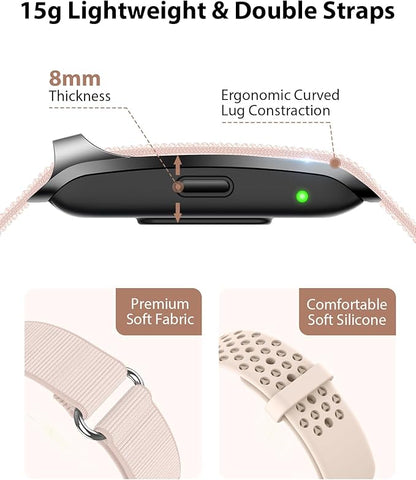 Smart Bracelet, Wearable Activity & Fitness Tracker Band, 24H Sleep Tracker, All-Day Continuous Heart Rate Blood Pressure Stress HRV Monitor, 170+ Sport Modes Smart Wristband with 2 Bands, Free APP