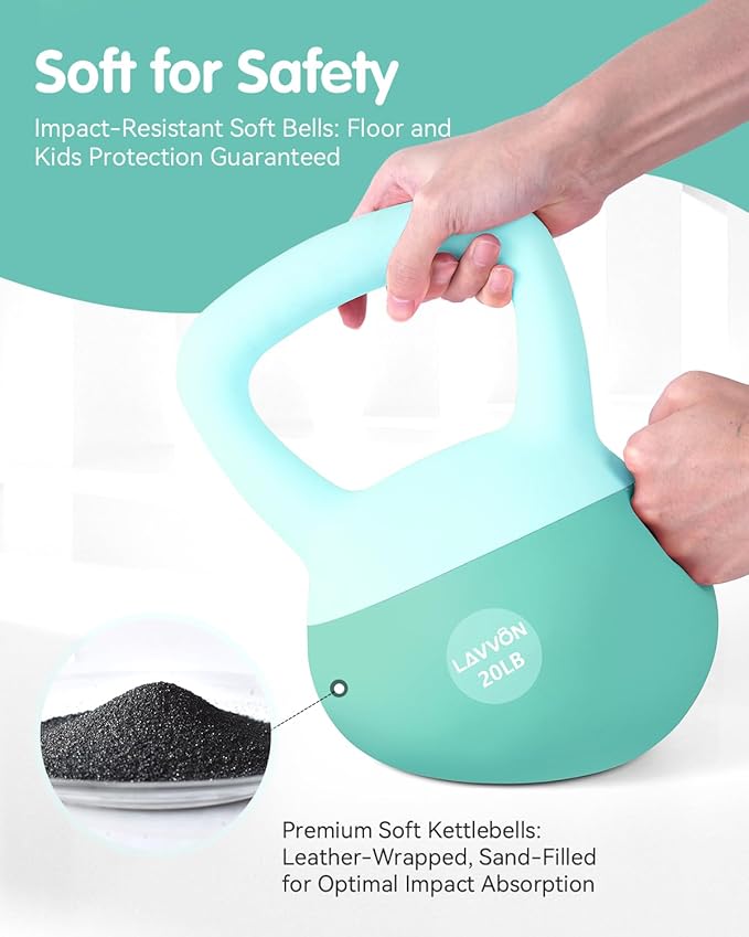 Soft Kettlebell - Cushioned Impact-Resistant Base and Anti-Slip, Kettle bell Anti-Slip Grip Weight for Home Workouts, Safe Strength Training Kettlebells Sets for Women & Men, With Non-slip Gloves