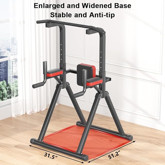 Foldable Power Tower, Adjustable Multifunction Pull Up Bar Tower Station, Pullup Dip Station Rack for Home Gym