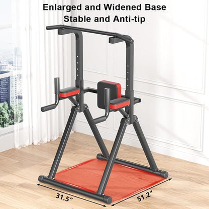 Foldable Power Tower, Adjustable Multifunction Pull Up Bar Tower Station, Pullup Dip Station Rack for Home Gym