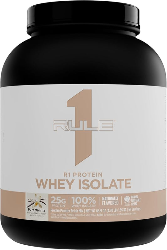 Rule 1 Naturally Flavored R1 Protein Whey Isolate - Clean Formula with 25g Protein & 6g BCAA