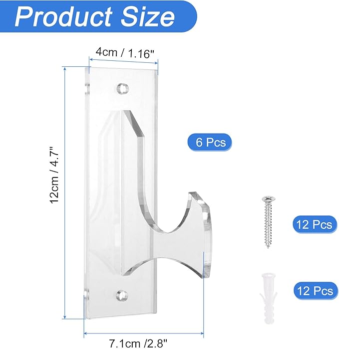 uxcell 6 Pcs Sword Holder Wall Mount Sword Racks Acrylic Wall Sword Display Hanger with Mounting Tools for Knife Martial Arts Sword Placement Display, Clear