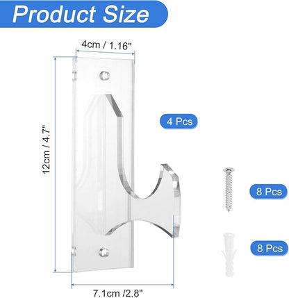 uxcell 4 Pcs Sword Holder Wall Mount Sword Racks Acrylic Wall Sword Display Hanger with Mounting Tools for Knife Martial Arts Sword Placement Display, Clear
