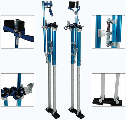 36"-50" Black Drywall Stilts Aluminum Tool Stilt with Protective Knee Pads Portabl Adjustable For Painter Walking Painting
