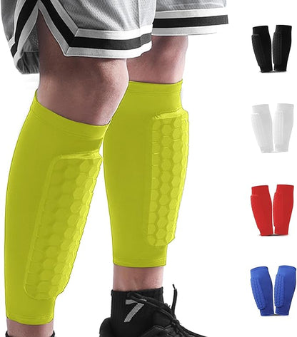 Soccer Shin Guards Shin Pads for Kids Youth Adult, Calf Compression Sleeve with Honeycomb Pads, Support for Shin Splint Baseball Boxing Kickboxing MTB