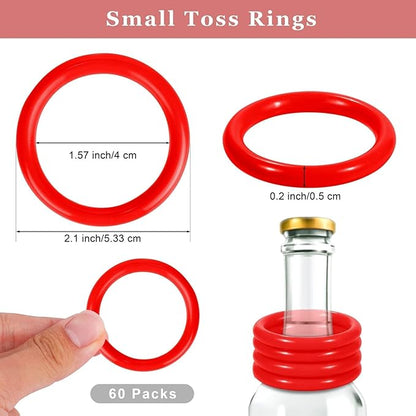 Aodaer 60 Pack Ring Toss Rings Plastic Carnival Rings 2.1 Inch for Carnival Party Favors Bottles Sport Ring Toss Game Fun Target Toys, Red