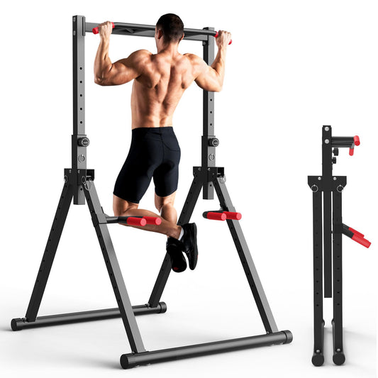 SERTT Foldable Power Tower Dip Station for Pull Ups, Dips & Push Ups, Upgraded Free Standing Pull