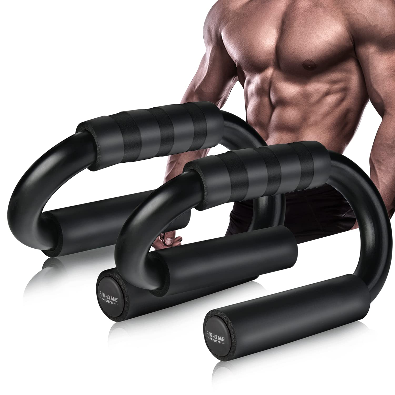 KitchLife AIR-ONE SPORTS Push Up Bars - 480 lb Capacity, Extra Thick Non-Slip Foam Grips, Sturdy