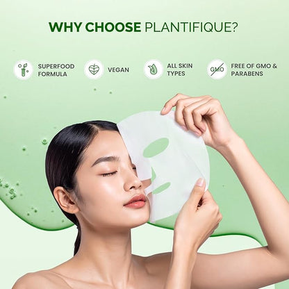 PLANTIFIQUE Superfood Facial Sheet Mask Variety Box 5 Pack ??Face Mask Set with Coconut, Aloe, Vitamin C, Centella & Collagen ??Hydrating & Refreshing ??For All Skin Types