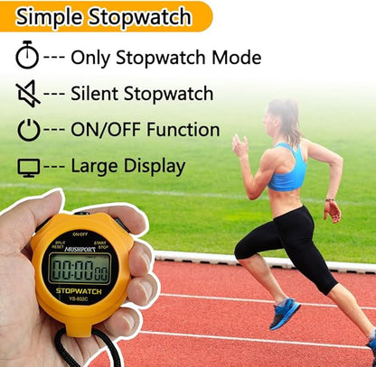 Stopwatch Timer Only Stopwatch Mode, ON/Off Silent Simple Operation, Without Clock Date Countdown, Digital Kids Stop Watch for Sports Coaches Swimming Running, Orange