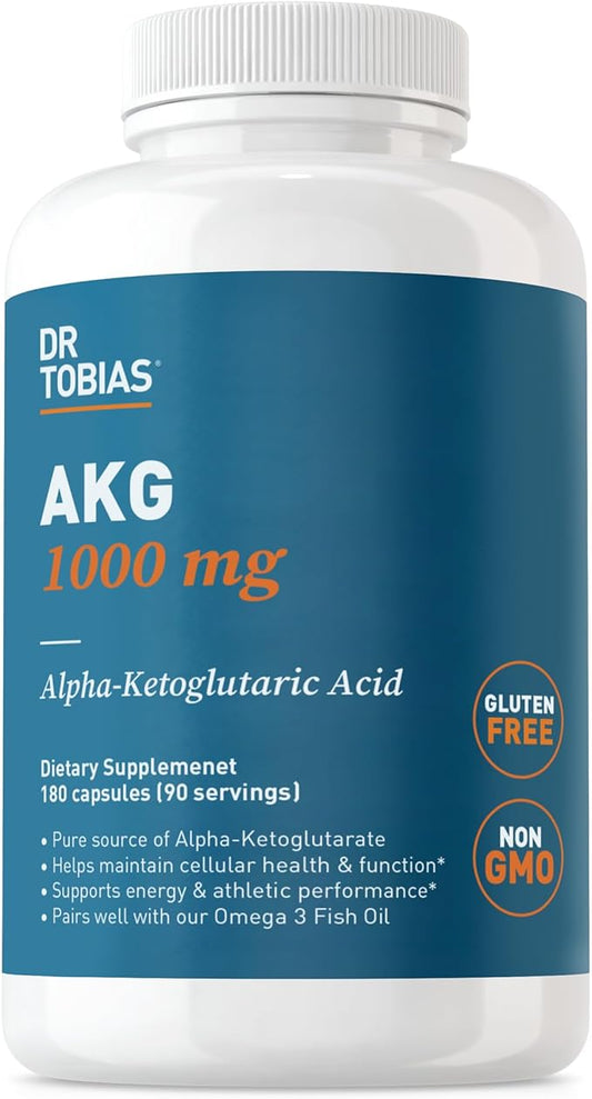 Dr. Tobias AKG Supplement 1000mg Per Serving, Bioavailable Alpha Ketoglutaric Acid, Supports
