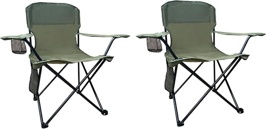 Folding Camping Chair, 225lb Capacity, Includes Cup Holder & Side Storage Bag, 5.5lbs Portable for