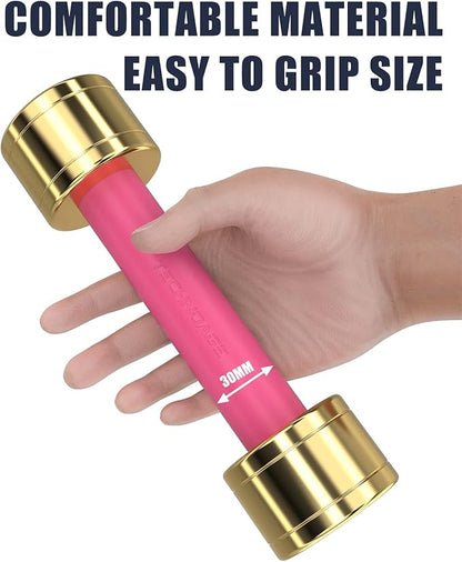 TECHNOAGE Round Dumbbell Sets with Steel Handle, Odorless Neoprene rubber Handle Cover