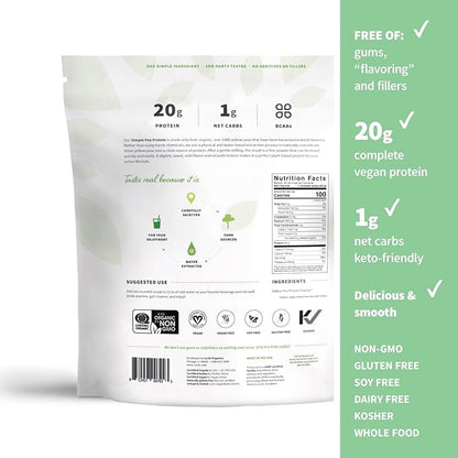 Sprout Living Organic Pea Protein Powder, Unflavored, 20 Grams of Plant Based Organic Protein Powder Without Artificial Sweeteners, Non Dairy, Non-GMO, Vegan, Gluten Free (5 Pound, 95 Servings)